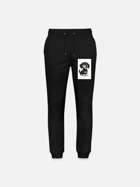 Happy dachshund black and white - Stanley/Stella Mover Unisex Organic Jogging Trousers - black