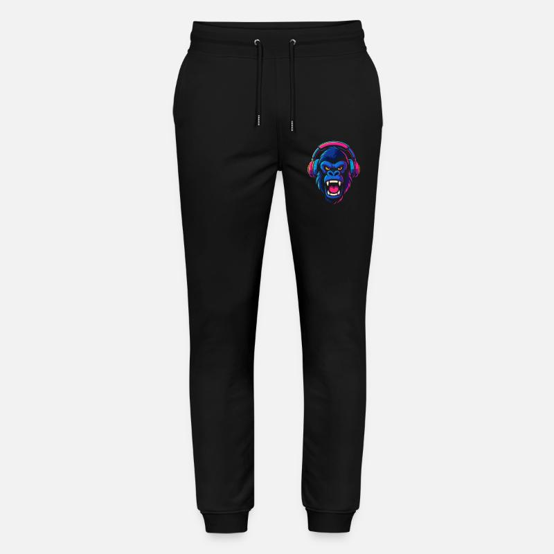 Neon Gorilla mit Kopfhörern - Stanley/Stella Unisex Bio Jogginghose Mover  - Schwarz
