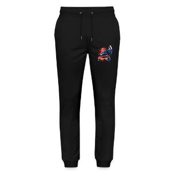 Feuerwehrauto mit Sirene - Stanley/Stella Unisex Bio Jogginghose Mover  - Schwarz - Vorne - Marisol (170cm) & Nik (191cm)