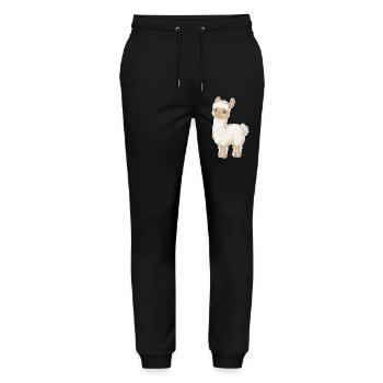 Llama Alpaca Llama Animal Gift - Stanley/Stella Mover Unisex Organic Jogging Trousers - black - Front - Marisol (170cm) & Nik (191cm)