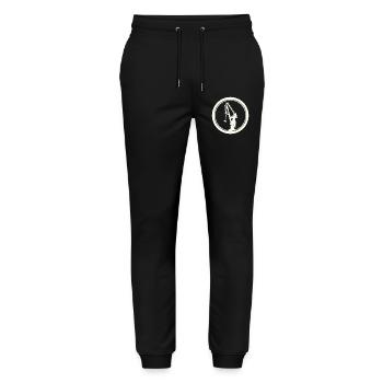 Hafenkran Silhouette 03 - Stanley/Stella Unisex Bio Jogginghose Mover  - Schwarz - Vorne - Marisol (170cm) & Nik (191cm)