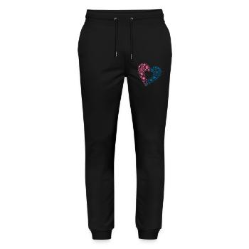 Yin & Yang Love – Colorful Sunflower Heart - Stanley/Stella Mover Unisex Organic Jogging Trousers - black - Front - Marisol (170cm) & Nik (191cm)