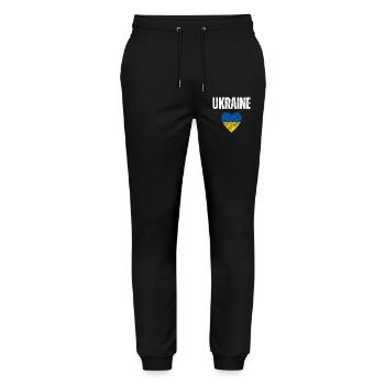 Ich liebe die Ukraine, ukrainische Flagge - Stanley/Stella Unisex Bio Jogginghose Mover  - Schwarz - Vorne - Marisol (170cm) & Nik (191cm)