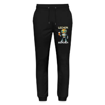 Lecker Bierchen X Roboter mit Bier lustiges - Stanley/Stella Unisex Bio Jogginghose Mover  - Schwarz - Vorne - Marisol (170cm) & Nik (191cm)