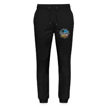 Hawaii-Tsunami-Überlebensabzeichen - Stanley/Stella Unisex Bio Jogginghose Mover  - Schwarz - Vorne - Marisol (170cm) & Nik (191cm)
