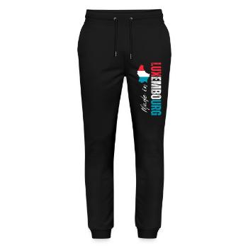 Made in Luxembourg, vertical design - Stanley/Stella Mover Unisex Organic Jogging Trousers - black - Front - Marisol (170cm) & Nik (191cm)