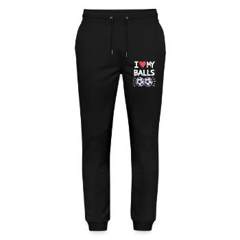Ich liebe meine Bälle Fußball Design - Stanley/Stella Unisex Bio Jogginghose Mover  - Schwarz - Vorne - Marisol (170cm) & Nik (191cm)