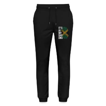 Jamaikanischer Vater Fußabdruck Jamaikanische Flagge - Stanley/Stella Unisex Bio Jogginghose Mover  - Schwarz - Vorne - Marisol (170cm) & Nik (191cm)
