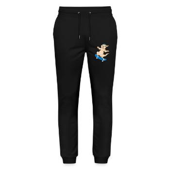 Playful Golden Retriever Skateboard Tee Design - Stanley/Stella Mover Unisex Organic Jogging Trousers - black - Front - Marisol (170cm) & Nik (191cm)