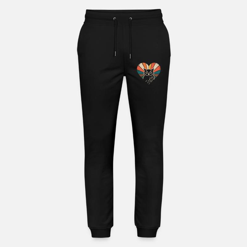 Herz mit Eule im Retro-Stil - Stanley/Stella Unisex Bio Jogginghose Mover  - Schwarz