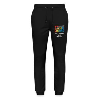 True Colors Don’t Repaint What Reveals - Stanley/Stella Mover Unisex Organic Jogging Trousers - black - Front - Marisol (170cm) & Nik (191cm)