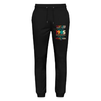 Anniversaire 40 ans - Vintage - Septembre 1985 - Pantalon de jogging bio MOVER Stanley/Stella unisexe - noir - Devant - Marisol (170cm) & Nik (191cm)