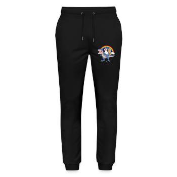 Dinosaur Unicorn  Golden Doodle Rainbows Design - Stanley/Stella Mover Unisex Organic Jogging Trousers - black - Front - Marisol (170cm) & Nik (191cm)