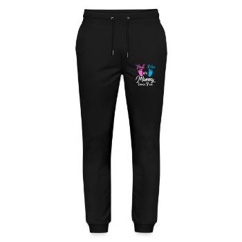 Rosa Oder Blau Geschlecht Enthüllung T-Shirt Schwangere Mumie - Stanley/Stella Unisex Bio Jogginghose Mover  - Schwarz - Vorne - Marisol (170cm) & Nik (191cm)