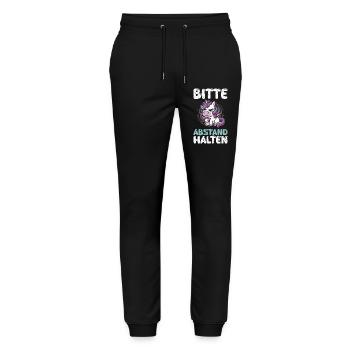 Mallorca PLEASE KEEP YOUR DISTANCE Anti Flirt Funny - Stanley/Stella Mover Unisex Organic Jogging Trousers - black - Front - Marisol (170cm) & Nik (191cm)