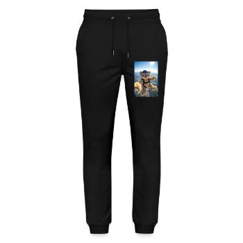 Bear Parachuting Adventure - Stanley/Stella Mover Unisex Organic Jogging Trousers - black - Front - Marisol (170cm) & Nik (191cm)