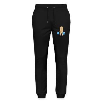 Strong Golden Doodle Dog Lifting Weights Fitness - Stanley/Stella Mover Unisex Organic Jogging Trousers - black - Front - Marisol (170cm) & Nik (191cm)