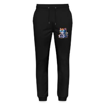 Cat Gaming Gamer - Stanley/Stella Mover Unisex Organic Jogging Trousers - black - Front - Marisol (170cm) & Nik (191cm)