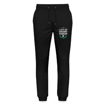 J’adore mon Yorkshire Terrier - Pantalon de jogging bio MOVER Stanley/Stella unisexe - noir - Devant - Marisol (170cm) & Nik (191cm)