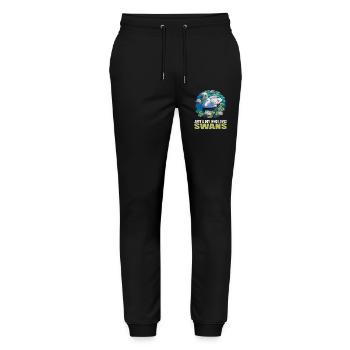Schwäne Schwan - Stanley/Stella Unisex Bio Jogginghose Mover  - Schwarz - Vorne - Marisol (170cm) & Nik (191cm)