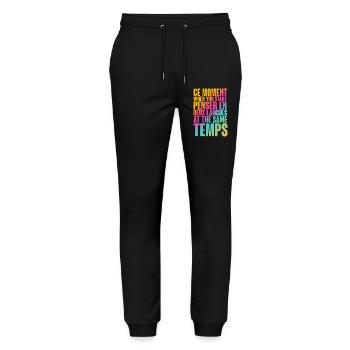 Temps de réflexion multilingue Imprimer - Pantalon de jogging bio MOVER Stanley/Stella unisexe - noir - Devant - Marisol (170cm) & Nik (191cm)