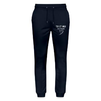 You and me forever - Stanley/Stella Mover Unisex Organic Jogging Trousers - navy - Front - Marisol (170cm) & Nik (191cm)