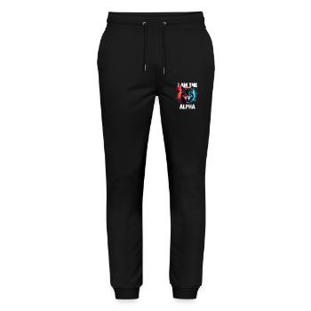 I am the Alpha Wolf - Stanley/Stella Unisex Bio Jogginghose Mover  - Schwarz - Vorne - Marisol (170cm) & Nik (191cm)