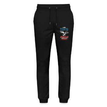 Stolzes amerikanisches Design mit Adler - Stanley/Stella Unisex Bio Jogginghose Mover  - Schwarz - Vorne - Marisol (170cm) & Nik (191cm)
