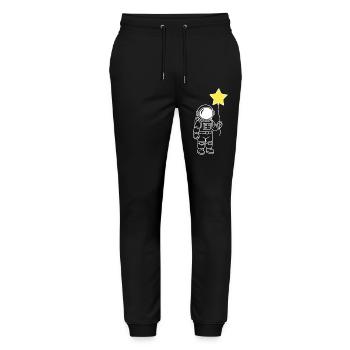 Astronaut with Star Balloon – Space Artwork - Stanley/Stella Mover Unisex Organic Jogging Trousers - black - Front - Marisol (170cm) & Nik (191cm)