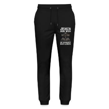 Jesus The Way The Truth The Life God Christ - Stanley/Stella Mover Unisex Organic Jogging Trousers - black - Front - Marisol (170cm) & Nik (191cm)