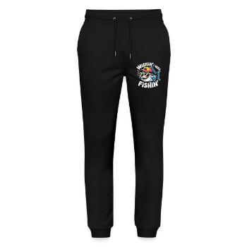 Wassersport lustiges Fischdesign Angler Fischer - Stanley/Stella Unisex Bio Jogginghose Mover  - Schwarz - Vorne - Marisol (170cm) & Nik (191cm)