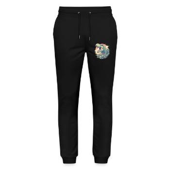 Dino Dinosaure Dinosaure - Pantalon de jogging bio MOVER Stanley/Stella unisexe - noir - Devant - Marisol (170cm) & Nik (191cm)