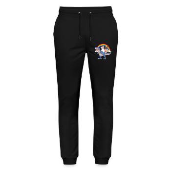 Rainbow Dinosaur with Unicorn and Pug Ride - Stanley/Stella Mover Unisex Organic Jogging Trousers - black - Front - Marisol (170cm) & Nik (191cm)