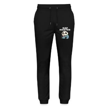 Cute panda bear in pajamas with cupcake - Stanley/Stella Mover Unisex Organic Jogging Trousers - black - Front - Marisol (170cm) & Nik (191cm)