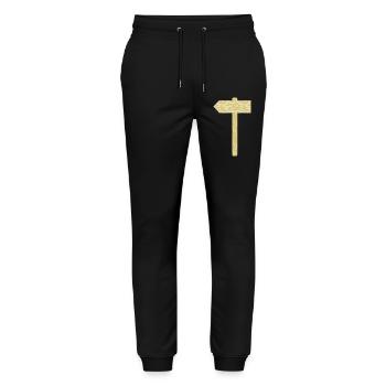 Rustic Wooden Signpost Illustration - Stanley/Stella Mover Unisex Organic Jogging Trousers - black - Front - Marisol (170cm) & Nik (191cm)
