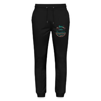 Summer Palm Tree Beach Design - Stanley/Stella Mover Unisex Organic Jogging Trousers - black - Front - Marisol (170cm) & Nik (191cm)