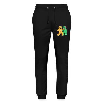 Lebkuchenmann Weihnachten Gingerbread Lebkuchen - Stanley/Stella Unisex Bio Jogginghose Mover  - Schwarz - Vorne - Marisol (170cm) & Nik (191cm)