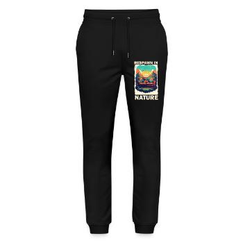 Gaming und Natur im Retro-Style - Stanley/Stella Unisex Bio Jogginghose Mover  - Schwarz - Vorne - Marisol (170cm) & Nik (191cm)