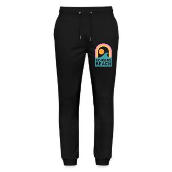 Cousins Beach – Retro Sunset Design - Stanley/Stella Mover Unisex Organic Jogging Trousers - black - Front - Marisol (170cm) & Nik (191cm)