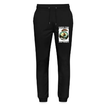 Abenteuerlicher Angler mit Klimmbrett - Stanley/Stella Unisex Bio Jogginghose Mover  - Schwarz - Vorne - Marisol (170cm) & Nik (191cm)
