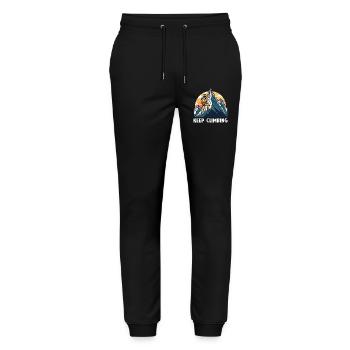 Keep Climbing Mountaineer – Retro Mountain Motif - Stanley/Stella Mover Unisex Organic Jogging Trousers - black - Front - Marisol (170cm) & Nik (191cm)