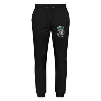  Cruisin' With Christ Motorcycle Christian - Stanley/Stella Unisex Bio Jogginghose Mover  - Schwarz - Vorne - Marisol (170cm) & Nik (191cm)