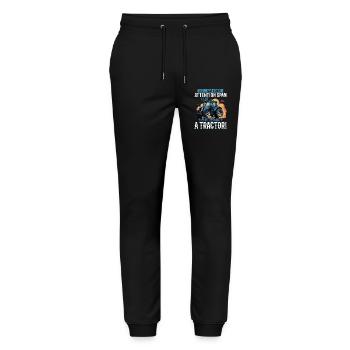 Tractor Kids Farm Lifestyle - Stanley/Stella Mover Unisex Organic Jogging Trousers - black - Front - Marisol (170cm) & Nik (191cm)