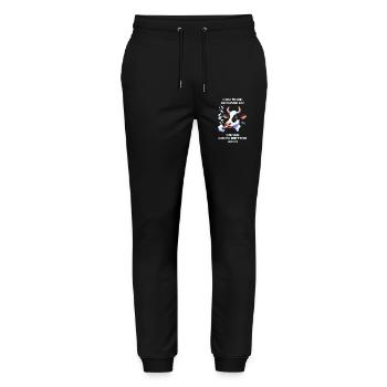 Kuhmodus: Gras 100% | Kuh & Kifferhumor - Stanley/Stella Unisex Bio Jogginghose Mover  - Schwarz - Vorne - Marisol (170cm) & Nik (191cm)