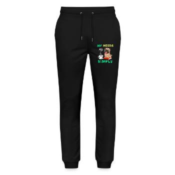 Mops Bücher Kaffeeshirt - Stanley/Stella Unisex Bio Jogginghose Mover  - Schwarz - Vorne - Marisol (170cm) & Nik (191cm)