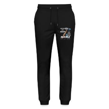 I'M A MAN AND I'VE GOT A HAMMER - Stanley/Stella Mover Unisex Organic Jogging Trousers - black - Front - Marisol (170cm) & Nik (191cm)
