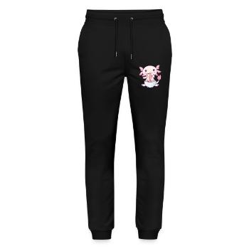 Cute Axolotl with Noodles - Stanley/Stella Mover Unisex Organic Jogging Trousers - black - Front - Marisol (170cm) & Nik (191cm)
