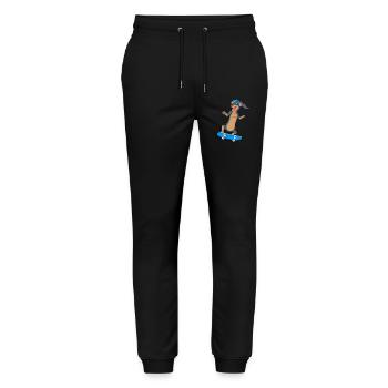 Dachshund Skateboarding Tee - Stanley/Stella Mover Unisex Organic Jogging Trousers - black - Front - Marisol (170cm) & Nik (191cm)
