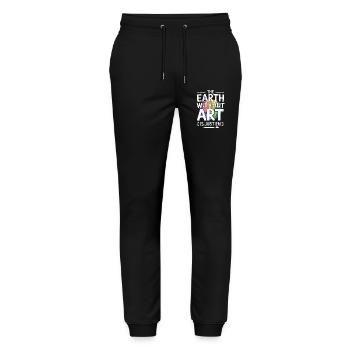 Die Erde ohne Kunst ist nur „Eh“ Lustiger Spruch - Stanley/Stella Unisex Bio Jogginghose Mover  - Schwarz - Vorne - Marisol (170cm) & Nik (191cm)