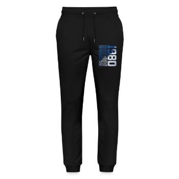 46 YEARS LIMITED EDITION 1980 46TH BIRTHDAY - Stanley/Stella Mover Unisex Organic Jogging Trousers - black - Front - Marisol (170cm) & Nik (191cm)